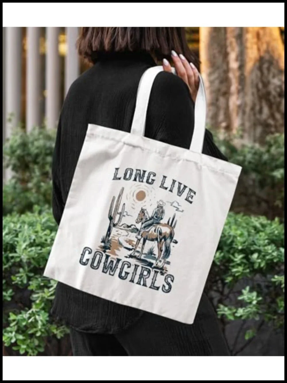 Western Canvas Tote Bag for Women Cowgirl Gifts Reusable Grocery Tote